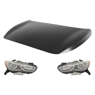 Replace® - 3-Piece Kit (Driver and Passenger Side Headlights, Hood Panel) (CAPA Certified)