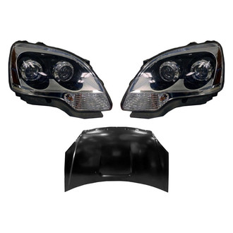 Replace® - 3-Piece Kit (Driver and Passenger Side Headlights, Hood Panel)
