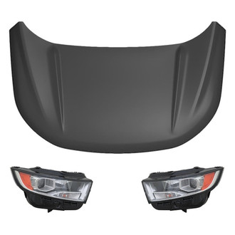 Replace® - 3-Piece Kit (Driver and Passenger Side Headlights, Hood Panel) (CAPA Certified)