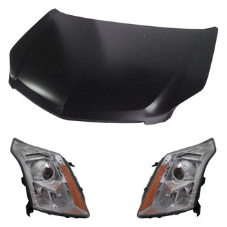 Replace® - 3-Piece Kit (Driver and Passenger Side Headlights, Hood Panel) (CAPA Certified)