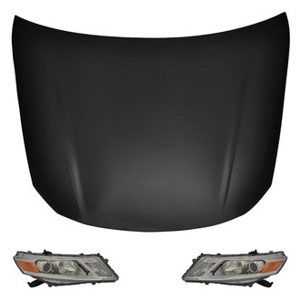 Replace® - 3-Piece Kit (Driver and Passenger Side Headlights, Hood Panel) (CAPA Certified)