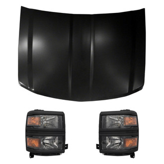 Replace® - 3-Piece Kit (Driver and Passenger Side Headlights, Hood Panel) (CAPA Certified)