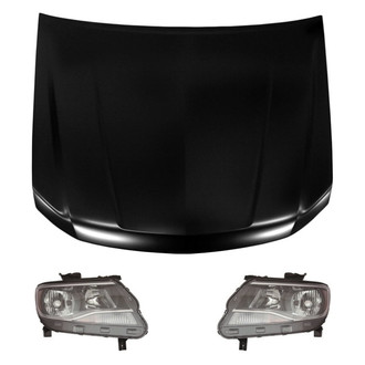 Replace® - 3-Piece Kit (Driver and Passenger Side Headlights, Hood Panel) (CAPA Certified)