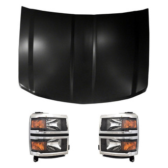 Replace® - 3-Piece Kit (Driver and Passenger Side Headlights, Hood Panel) (CAPA Certified)