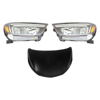 Replace® - 3-Piece Kit (Driver and Passenger Side Headlights, Hood Panel) (CAPA Certified)