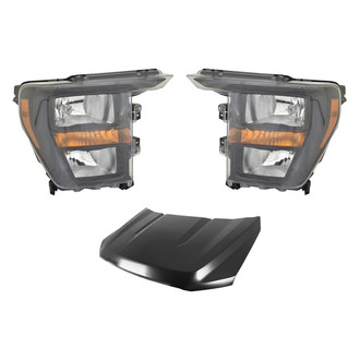 Replace® - 3-Piece Kit (Driver and Passenger Side Headlights, Hood Panel) (CAPA Certified)