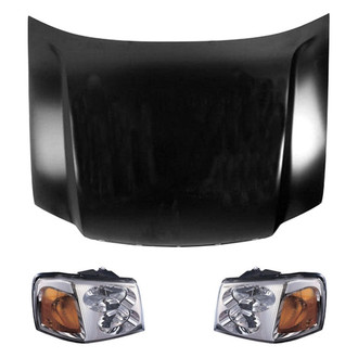 Replace® - 3-Piece Kit (Driver and Passenger Side Headlights, Hood Panel) (CAPA Certified)