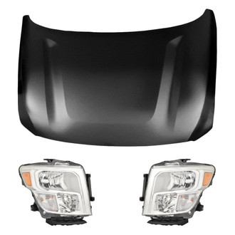 Replace® - 3-Piece Kit (Driver and Passenger Side Headlights, Hood Panel) (CAPA Certified)