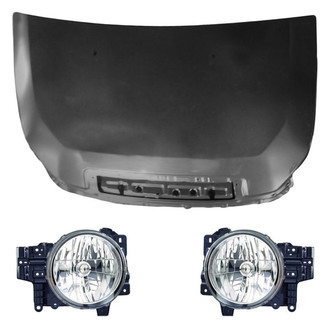 Replace® - 3-Piece Kit (Driver and Passenger Side Headlights, Hood Panel) (CAPA Certified)
