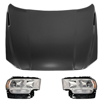 Replace® - 3-Piece Kit (Driver and Passenger Side Headlights, Hood Panel) (CAPA Certified)