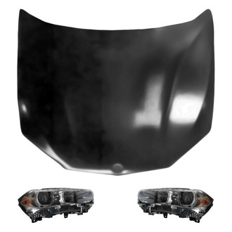 Replace® - 3-Piece Kit (Driver and Passenger Side Headlight Lenses and Housings, Hood Panel) (Standard Line)