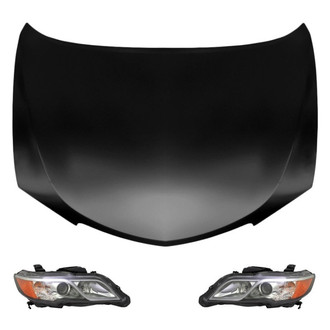 Replace® - 3-Piece Kit (Driver and Passenger Side Headlight Lenses and Housings, Hood Panel) (Standard Line)