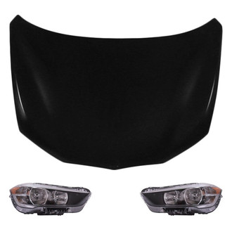 Replace® - 3-Piece Kit (Driver and Passenger Side Headlight Lenses and Housings, Hood Panel) (Standard Line)