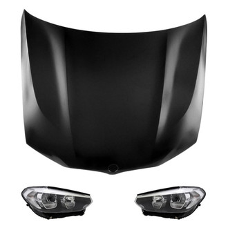 Replace® - 3-Piece Kit (Driver and Passenger Side Headlight Lenses and Housings, Hood Panel) (Standard Line)