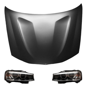 Replace® - 3-Piece Kit (Driver and Passenger Side Headlight Lenses and Housings, Hood Panel) (Standard Line)