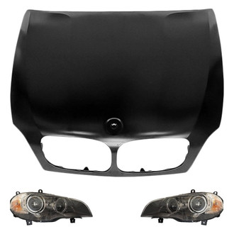 Replace® - 3-Piece Kit (Driver and Passenger Side Headlight Lenses and Housings, Hood Panel) (Standard Line)