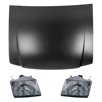 Replace® BNDL-215561 - 3-Piece Kit (Driver and Passenger Side Headlights, Hood Panel) (Standard Line)