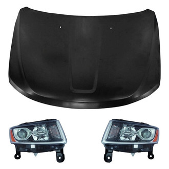 Replace® - 3-Piece Kit (Driver and Passenger Side Headlights, Hood Panel) (Standard Line)