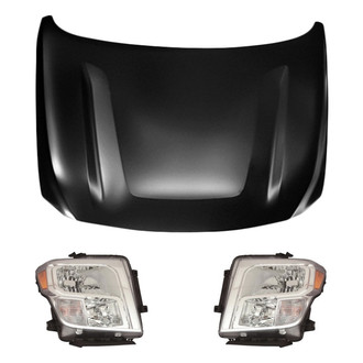 Replace® - 3-Piece Kit (Driver and Passenger Side Headlights, Hood Panel) (Standard Line)