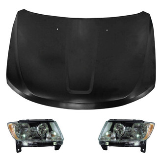 Replace® - 3-Piece Kit (Driver and Passenger Side Headlights, Hood Panel) (Standard Line)