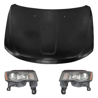 Replace® - 3-Piece Kit (Driver and Passenger Side Headlights, Hood Panel) (Standard Line)