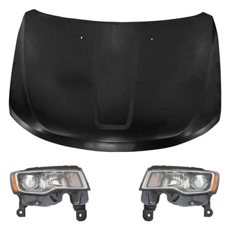 Replace® - 3-Piece Kit (Driver and Passenger Side Headlights, Hood Panel) (Standard Line)