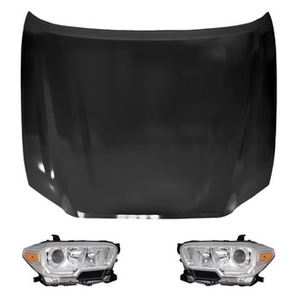 Replace® - 3-Piece Kit (Driver and Passenger Side Headlights, Hood Panel) (Standard Line)