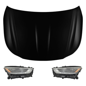 Replace® - 3-Piece Kit (Driver and Passenger Side Headlights, Hood Panel) (Standard Line)