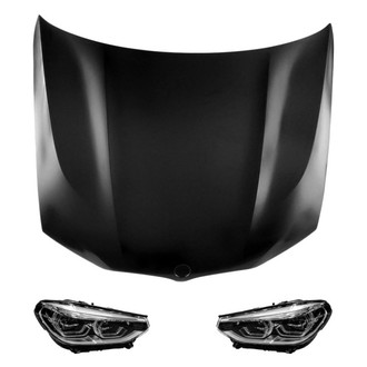 Replace® - 3-Piece Kit (Driver and Passenger Side Headlights, Hood Panel) (Standard Line)