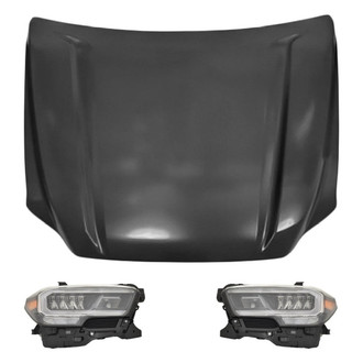 Replace® - 3-Piece Kit (Driver and Passenger Side Headlights, Hood Panel) (Standard Line)