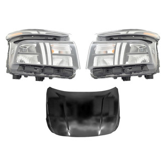 Replace® - 3-Piece Kit (Driver and Passenger Side Headlights, Hood Panel) (Standard Line)