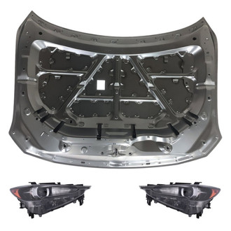 Replace® - 3-Piece Kit (Driver and Passenger Side Headlights, Hood Panel) (Standard Line)