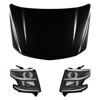 Replace® - 3-Piece Kit (Driver and Passenger Side Headlights, Hood Panel) (Standard Line)