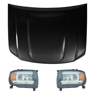 Replace® - 3-Piece Kit (Driver and Passenger Side Headlights, Hood Panel) (Standard Line)
