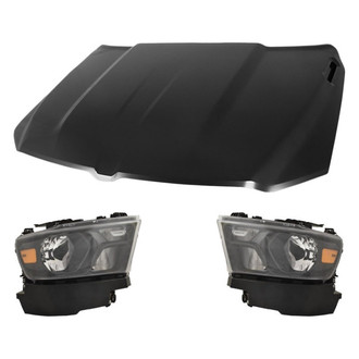 Replace® - 3-Piece Kit (Driver and Passenger Side Headlights, Hood Panel)