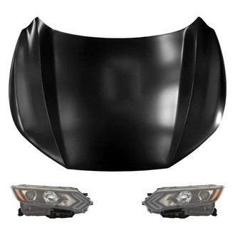 Replace® - 3-Piece Kit (Driver and Passenger Side Headlights, Hood Panel) (Standard Line)
