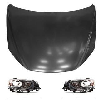 Replace® - 3-Piece Kit (Driver and Passenger Side Headlights, Hood Panel) (Standard Line)
