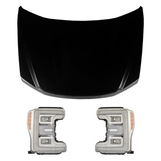 Replace® - 3-Piece Kit (Driver and Passenger Side Headlights, Hood Panel) (Standard Line)