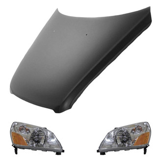 Replace® - 3-Piece Kit (Driver and Passenger Side Headlight Lenses and Housings, Hood Panel) (Value Line)