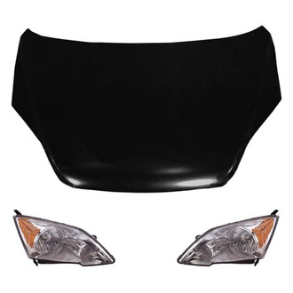 Replace® - 3-Piece Kit (Driver and Passenger Side Headlight Lenses and Housings, Hood Panel) (Value Line)