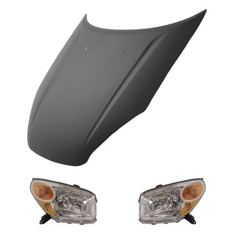 Replace® - 3-Piece Kit (Driver and Passenger Side Headlight Lenses and Housings, Hood Panel) (Value Line)
