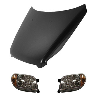 Replace® - 3-Piece Kit (Driver and Passenger Side Headlight Lenses and Housings, Hood Panel) (Value Line)