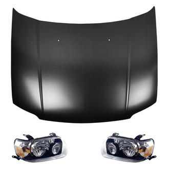 Replace® - 3-Piece Kit (Driver and Passenger Side Headlight Lenses and Housings, Hood Panel) (Value Line)