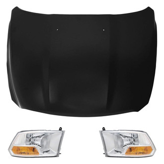 Replace® - 3-Piece Kit (Driver and Passenger Side Headlight Lenses and Housings, Hood Panel) (Value Line)