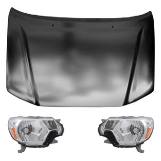 Replace® - 3-Piece Kit (Driver and Passenger Side Headlights, Hood Panel) (Value Line)