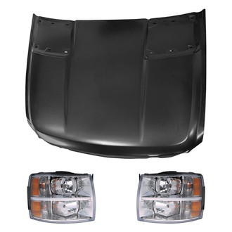 Replace® - 3-Piece Kit (Driver and Passenger Side Headlights, Hood Panel) (Value Line)