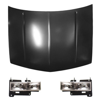 Replace® - 3-Piece Kit (Driver and Passenger Side Headlights, Hood Panel) (Value Line)