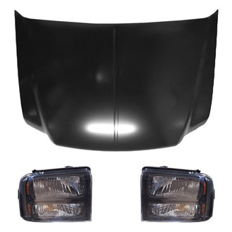 Replace® - 3-Piece Kit (Driver and Passenger Side Headlights, Hood Panel) (Value Line)