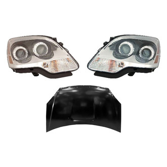 Replace® - 3-Piece Kit (Driver and Passenger Side Headlights, Hood Panel)