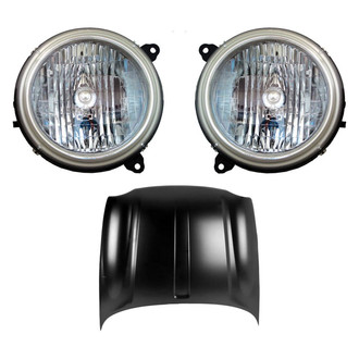 Replace® - 3-Piece Kit (Driver and Passenger Side Headlights, Hood Panel) (Value Line)